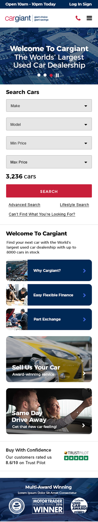 Mobile view of Advanced search design